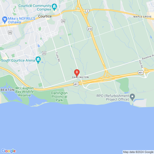 Brandom Kitchens & Bath Design Centre location map: 1732 Baseline Rd W, Courtice, ON